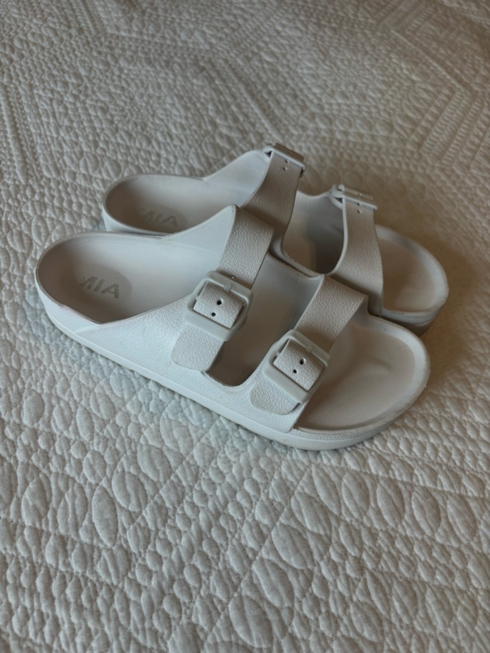MIA White Double-Strap Buckle Slide Sandals for Kids